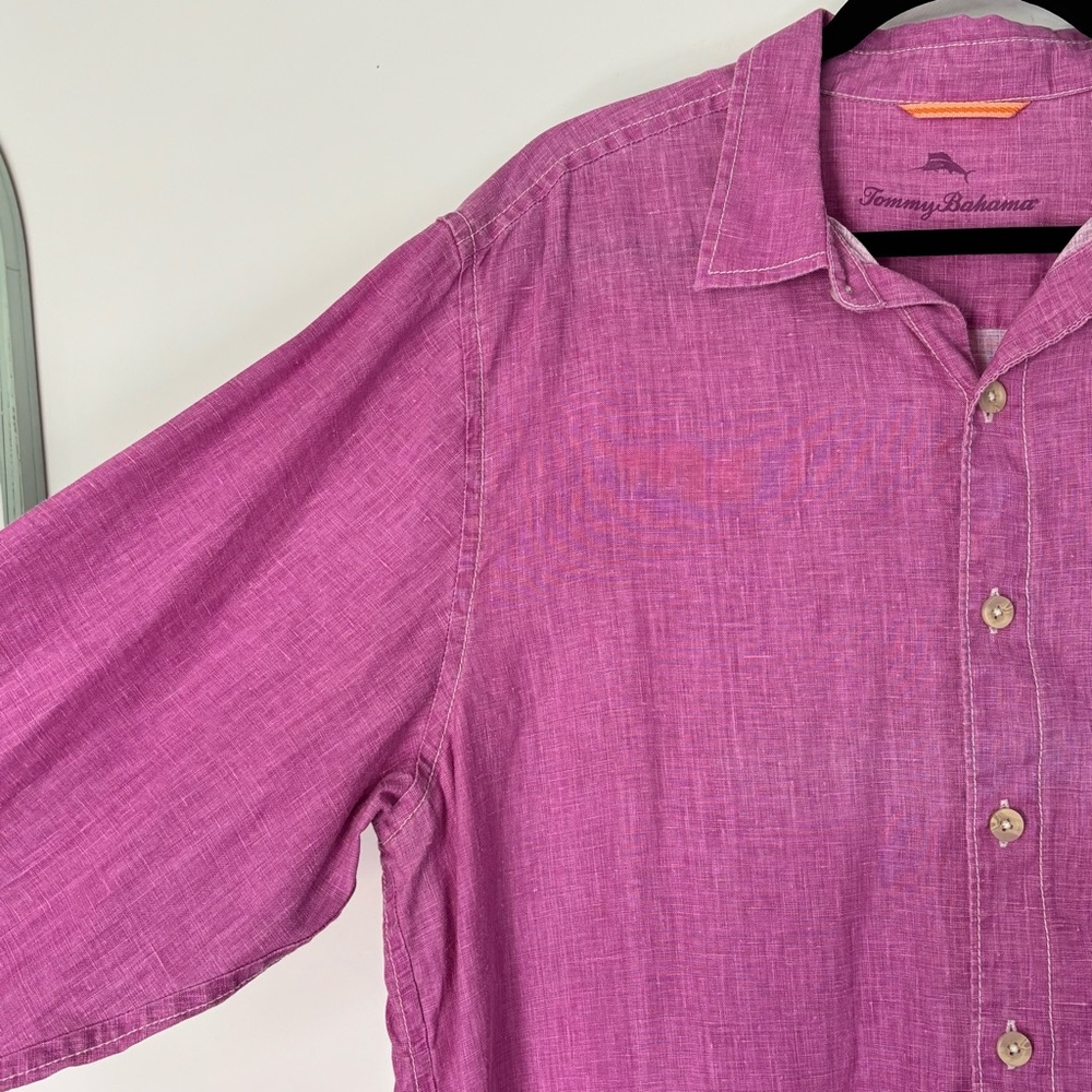 Tommy Bahama Men's 100% Linen Casual Purple Button Down Shirt Size Large - Picture 4 of 16